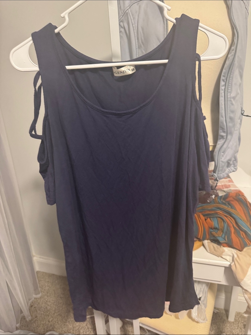 Genuine Navy Cold-Shoulder Tank Top with Shoulder Straps 👙